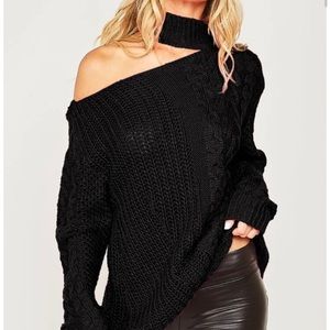 Fuschia Cassie” Cut-out sweater